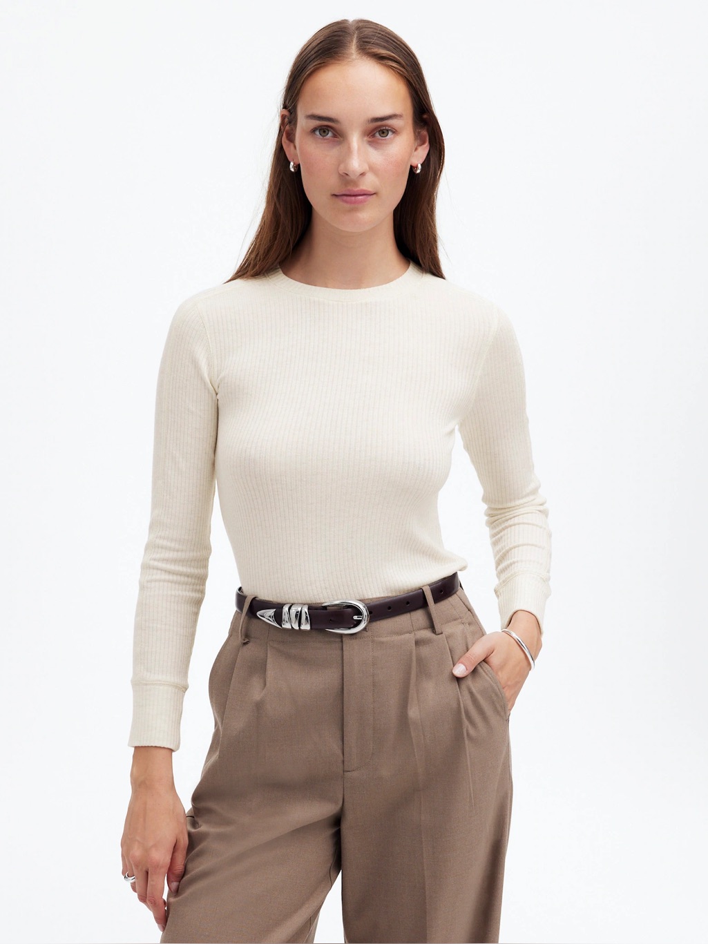 Madewell Ribbed Crewneck Long-Sleeve Tee